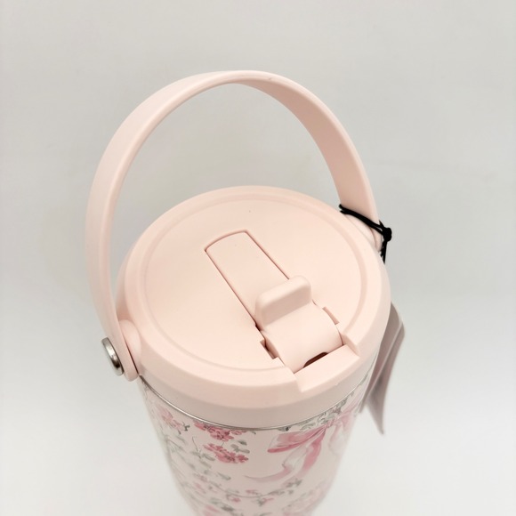 HYDRAPEAK Tumbler Nomad  Pink Floral Bow Handle Lid Travel Mug 32oz - Picture 2 of 3